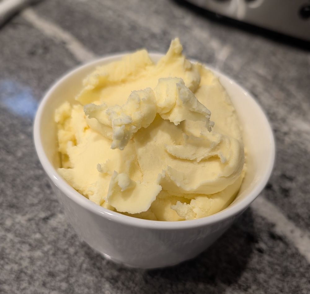 clotted cream served in a ceramic bowl